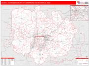 Louisville-Jefferson County Metro Area Wall Map Red Line Style 2022